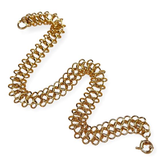 Vintage Gold Plated Chainmail Chain Necklace, Unisex - Picture 2 of 6